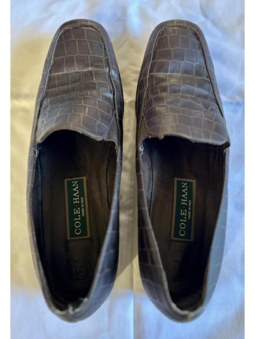 Cole Haan Men's Brown Croc-Embossed Leather Loafers Size 8.5